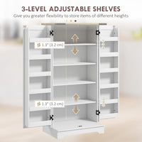 Farmhouse Kitchen Pantry Storage Cabinet, Kitchen Pantry Cabinet with Doors and Adjustable Shelves, Cream White