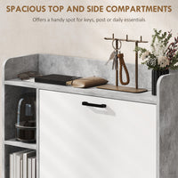 Shoe Cabinet with 2 Flip Drawers, 3 Side Compartments, Adjustable Shelves, 8-12 Pairs for Entryway Hallway, Grey