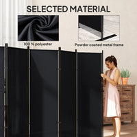 6 Panel Room Divider, 6 Ft Folding Privacy Screen, Portable Freestanding Partition Wall Divider, Black
