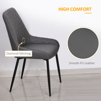 Upholstered Kitchen Chairs, Modern Dining Chairs Set of 2 with Diamond Tufting and Steel Legs for Dining Room, Grey