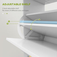 Slim Shoe Storage with 2 Flip Drawers and Adjustable Shelves Shoe Cabinet Organizer for 8 Pair,  White