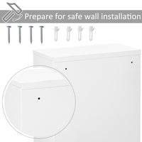 Wall Mount Medicine Cabinet 3 Tier Steel Emergency Box for Bathroom, Lockable with 2 Keys, White