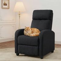 Single Recliner Sofa, Manual Home Theater Seating, Single Reclining Sofa Chair with Padded Seat for Living Room, Black