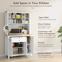 71" 5-Door Kitchen Pantry Cabinet, Freestanding Storage Cabinet Cupboard with Adjustable Shelves, White