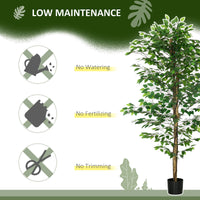 Set of 2 6ft Artificial Trees Ficus, Indoor Fake Plants with Pot, for Home Decor