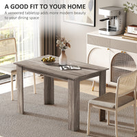 47" Kitchen Table for 4-6 People, Dining Table with Wood Effect for Dining Room, Light Grey