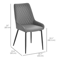 Upholstered Kitchen Chairs, Modern Dining Chairs Set of 2 with Diamond Tufting and Steel Legs for Dining Room, Grey