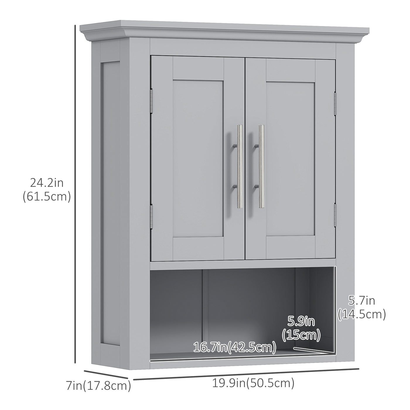 Bathroom Wall Cabinet, Medicine Cabinet, Toilet Storage Cabinet with Shelf for Living Room and Entryway, Grey