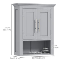 Bathroom Wall Cabinet, Medicine Cabinet, Toilet Storage Cabinet with Shelf for Living Room and Entryway, Grey