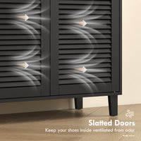 Shoe Cabinet with Adjustable Shelves Shoe Storage Cabinet with 2 Doors for Entryway Hallway Black