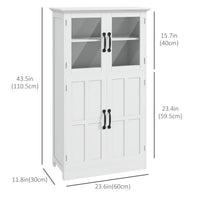 Modern Sideboard Cabinet, Freestanding Sideboards and Buffets with Glass Doors, 4-tier Shelving and Adjustable Shelves