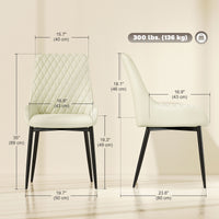 Set of 4 Upholstered Kitchen Chairs, Modern Dining Chairs with Diamond Tufting and Steel Legs for Dining Room, Cream White
