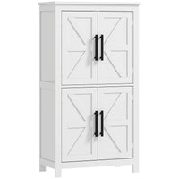 Farmhouse Bathroom Storage Cabinet, Bathroom Floor Cabinet with Barn Doors and Adjustable Shelf, White