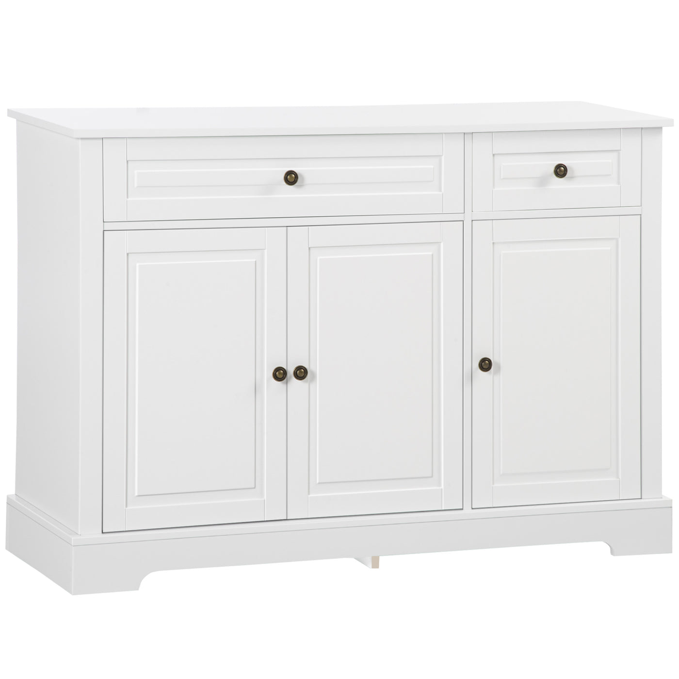 Modern Sideboard Cabinet, Buffet Cabinet with 2 Drawers and Adjustable Shelves, Buffets Tables for Dining Room, White