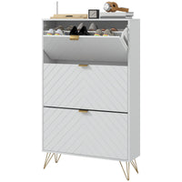 Modern Shoe Storage Cabinet with 3 Flip Drawers for 18 Pairs, Narrow Shoe Organizer for Entryway, Hallway, White