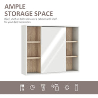 Wall-Mounted Bathroom Medicine Cabinet with Mirror, Over Toilet Bathroom Vanity Cabinet White & Oak