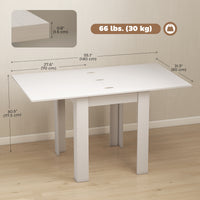 55" Extendable Dining Table for 4-6 Person, Kitchen Table with PU Handle and Felt Pads for Small Spaces, White