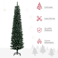 6FT Artificial Snow Dipped Christmas Tree Xmas Pencil Tree Holiday Home Indoor Decoration with Foldable Black Stand, Green
