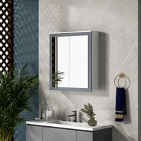 Bathroom Mirror Cabinet, Wall Mounted Medicine Cabinet with Mirror, Double Doors and Adjustable Shelves, White