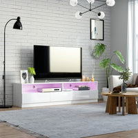 LED Lighted TV Stand for TVs up to 75", Modern TV Cabinet with Storage Drawers for Living Room, High Gloss White