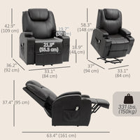 Power Lift Recliner Chair for Elderly, PU Leather Lift Chair with Thick and High Back, Footrest, Remote, Side Pockets, Cup Holders, Reclining Sofa for Living Room, Black
