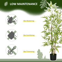 Set of 2 4ft Artificial Tree, Indoor Fake Bamboo with Pot, for Home Office Living Room Decor