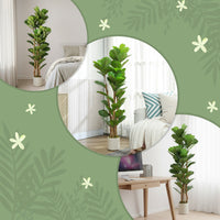 5FT Artificial Fiddle Leaf Fig Tree, Fake Potted Tree with Solid Wood Trunks for Indoor Decor, Green