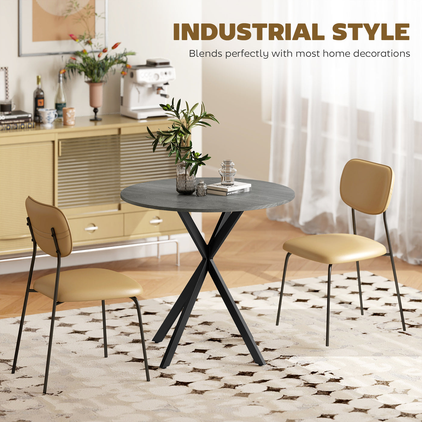 31.5" Industrial Round Dining Table - Distressed Grey