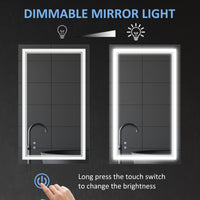 40" x 24" LED Bathroom Mirror, Dimmable Lighted Wall-Mounted Mirror, with 3 Colour, Smart Touch, Plug-in, Vertical or Horizontal Hanging