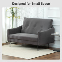2 Seater Sofa, Small Modern Couch with High-Resilience Foam, Thicken Padding, Button Tufted, Grey