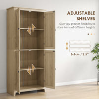 72" Freestanding Storage Cabinet, Kitchen Pantry Cabinet with Doors and Shelves for Dining Room, Natural