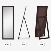 58" x 20" Full Length Mirror with Frame, Floor Standing Mirror, Rectangular Full Body Mirror for Bedroom, Living Room, Brown