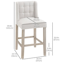 Modern Counter Bar Stools Tufted Upholstered Counter Chairs Set of 2 for Kitchen, Beige