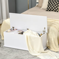 39.5" Storage Chest with 2 Safety Hinges, Storage Box Organizer with Flip-Top Lid, Entryway Storage Bench, White