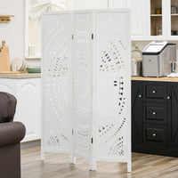 3 Panel Room Divider, 5.6 Ft Tall Portable Folding Privacy Screen, Wood Partition Wall Divider for Home Office, White