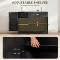 44" Modern Kitchen Storage Cabinet with Drawer, Adjustable Shelves, Small Kitchen Pantry with Door Racks, Black