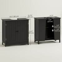 Bathroom Vanity, 24" Pedestal Sink Bathroom Vanity Furniture with 2 Doors and Shelf, Black