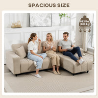 Sectional Couch with Integrated Seat, 3 Seater L-Shaped Sofa with Changeable Chaise, Spring Cushion, 2 Pillows, Beige