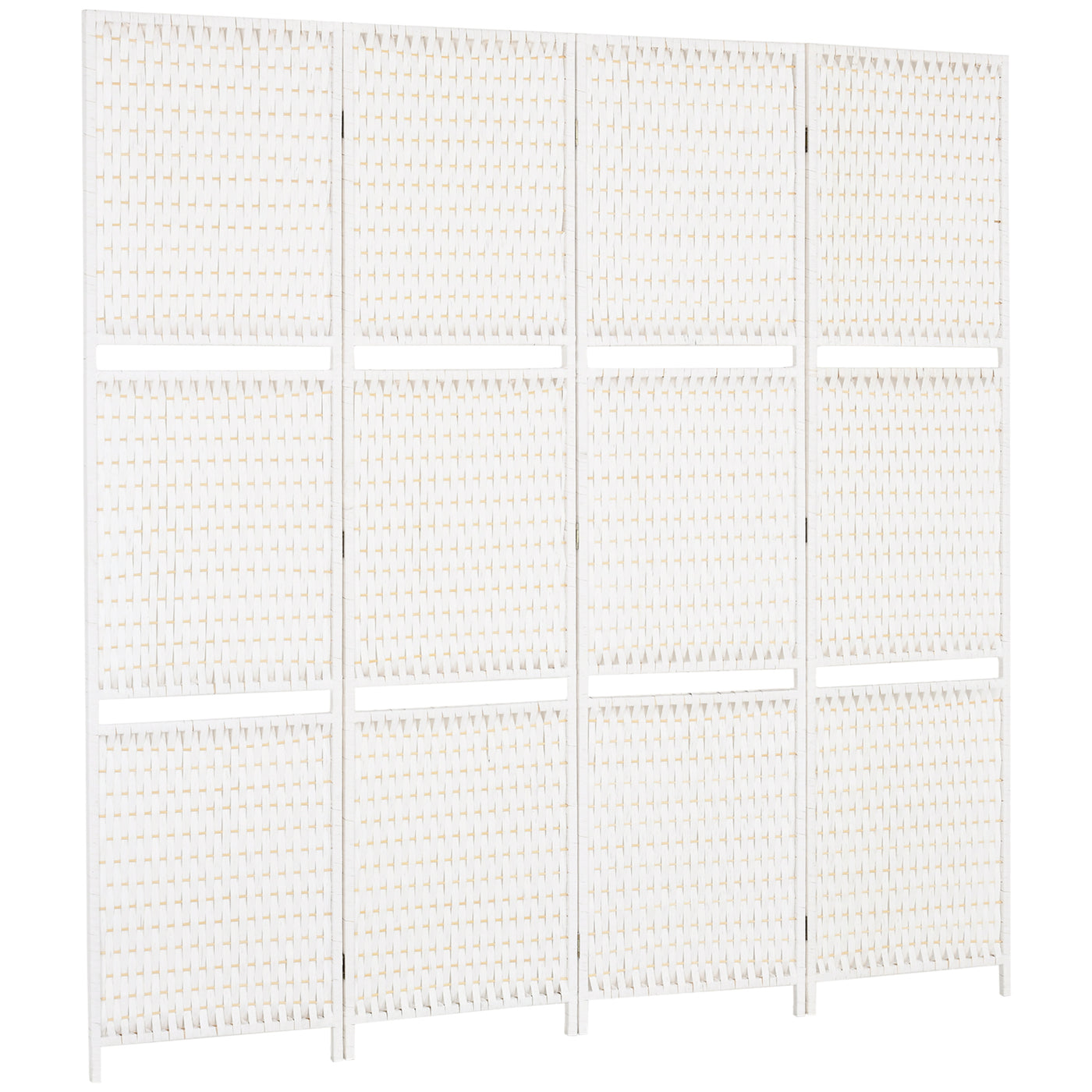 4 Panel Room Divider with Shelves, 6 FT Freestanding Folding Privacy Screen, Partition Wall Divider for Bedroom, White