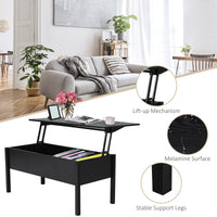 39" Modern Lift Top Coffee Table with Hidden Storage Compartment, Center Table for Living Room, Black