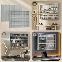 5-Tier Display Cabinet, Shot Glass Display Case, Glass Curio Cabinet with 2 Glass Doors and 4 Adjustable Shelves, Grey