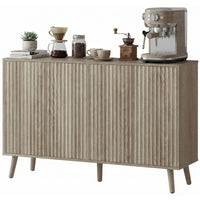 Buffet Cabinet with Storage, Modern Fluted Sideboard with Adjustable Shelves for Dining Room Living Room, Light Grey