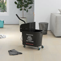 Compact Mop Bucket with Wringer, Mop Bucket on Wheels, 5 Gallon, Separate Dirty and Clean Water, Black