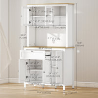 71" 5-Door Kitchen Pantry Cabinet, Freestanding Storage Cabinet Cupboard with Adjustable Shelves, White