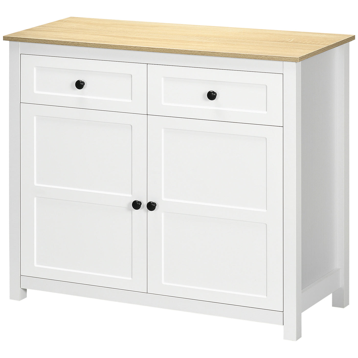 Sideboard, Modern Kitchen Storage Cabinet with Drawers and Adjustable Shelf, for Living Room and Entryway, White