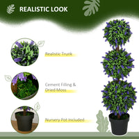 3.5ft Set of 2 Artificial Plants, Lavender Flowers Ball Trees with Pot, for Home Indoor Outdoor Decor