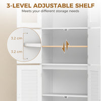 Freestanding Bathroom Cabinet with Glass/Louvred Doors, Tall Bathroom Cabinet for Kitchen, Study, Living Room