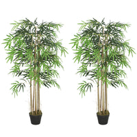 5FT Artificial Bamboo Tree Set of 2, Fake Plant with 1095 Leaves, Greenery Plant in Nursery Pot for Indoor, Green