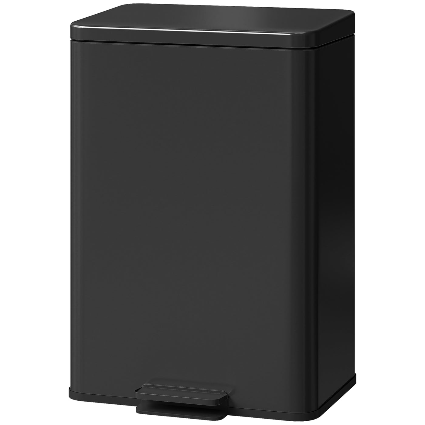 Garbage Bin, Soft-Close Trash Can with Foot Pedal, 5 Gallon (20 L) Garbage Can with Removable Inner Bucket, Matte Black