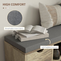 Upholstered Shoe Storage Bench w/ Seat, Entrance Bench w/ Drawer Open Shelves and Pocket for Hallway, Grey